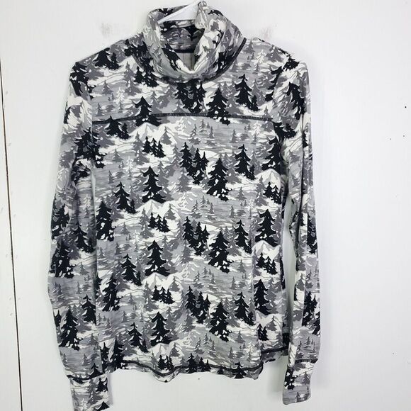 T By Talbots Sweater Womens CS Tree Evergreen Turtleneck Cabincore Novelty Snow - Picture 1 of 8
